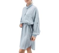 Replay Damen Kleid Langarm aus Leinenmix, Light Blue 010 (Blau), M