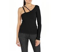 Replay Damen Langarmshirt Asymmetrisches Oberteil, Black 098 (Schwarz), L