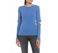 Replay Damen Langarmshirt aus Baumwolle, Light Indigo 580 (Blau), S