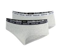 REPLAY Damen Panties, 2er Pack - Slip, Logobund, Baumwollmischung Grau XL