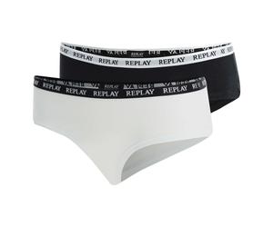 REPLAY Damen Panties, 2er Pack - Slip, Logobund, Baumwollmischung Schwarz/Weiß / XL XL Mehrfarbig