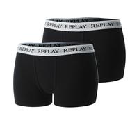Replay Damen Panty im 2er Pack, Schwarz, Grau/Schwarz oder Pink/Schwarz, Baumwolle-Viskose-Elasthan, Logo-Bund