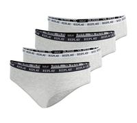 REPLAY Damen Slips, 4er Pack - Slip, Logobund, Baumwollmischung S Grau