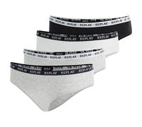 REPLAY Damen Slips, 4er Pack - Slip, Logobund, Baumwollmischung Schwarz/Weiß/Grau XL
