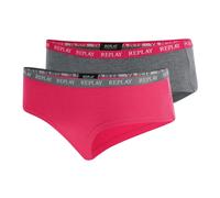 REPLAY Damen Slips I101295GP - Grau/Pink, 2er Pack Culotte Unterhosen