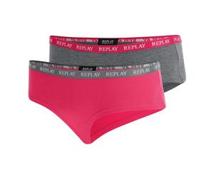 REPLAY Damen Slips I101295GP - Grau/Pink, 2er Pack Culotte Unterhosen