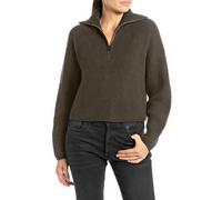 Replay Damen Strickpullover mit Reißverschluss, Grün (Mud Green 759), XS
