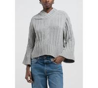 Replay Damen Strickpullover mit V-Ausschnitt, Grau (City Grey 605), XS