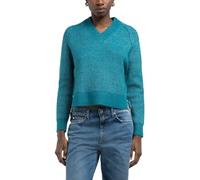 Replay Damen Strickpullover mit V-Ausschnitt, Grün (Peacock 181), L