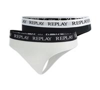 REPLAY Damen Strings, 2er Pack - String, Logobund, Baumwollmischung XL Mehrfarbig