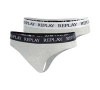 REPLAY Damen Strings, 4er Pack - String, Logobund, Baumwollmischung Grau XL
