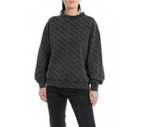 Replay Damen Sweatshirt aus Baumwolle All Over Print, Blackboard 099 (Schwarz), S