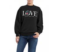 Replay Damen Sweatshirt aus Baumwolle Rose Label Collection, Black 098 (Schwarz), L