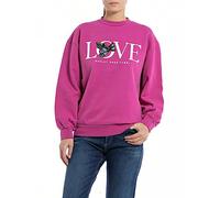 Replay Damen Sweatshirt aus Baumwolle Rose Label Collection, Fairy Violet 106 (Rosa), S