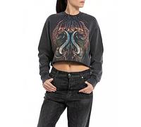 Replay Damen Sweatshirt Cropped, Blackboard 099 (Schwarz), S