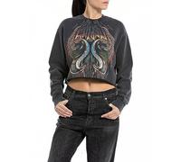 Replay Damen Sweatshirt Cropped, Blackboard 099 (Schwarz), XXS