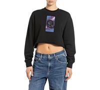 Replay Damen Sweatshirt Cropped, Schwarz (Black 098), S
