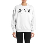 Replay Damen Sweatshirt Oversized, Weiß (White 001), XS