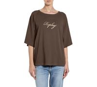 Replay Damen T-Shirt, Coffee 529 (Braun), L