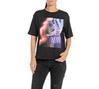 Replay Damen T-Shirt Kurzarm aus Baumwolle, Black 098 (Schwarz), M