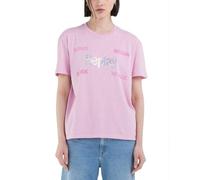 Replay Damen T-Shirt Kurzarm aus Baumwolle, Flamingo Pink 369 (Rosa), M