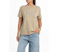 Replay Damen T-Shirt Kurzarm aus Baumwolle, Sahara 225 (Beige), L