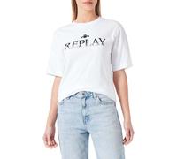 Replay Damen T-Shirt Kurzarm aus Baumwolle, White 001 (Weiß), XS