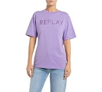 Replay Damen T-Shirt Kurzarm mit Logo, Violett (Lavender 472), M
