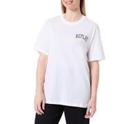 Replay Damen T-Shirt Kurzarm mit Logo, White 001 (Weiß), XS