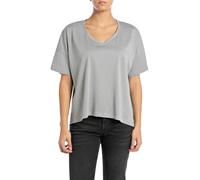 Replay Damen T-Shirt Kurzarm mit V-Ausschnitt, Grau (City Grey 605), M