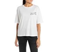 Replay Damen T-Shirt Kurzarm Oversized, Weiß (White 001), S