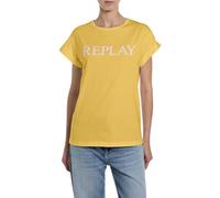 Replay Damen T-Shirt Kurzarm, Yellow Leaf 653 (Gelb), L