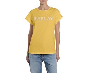 Replay Damen T-Shirt Kurzarm, Yellow Leaf 653 (Gelb), L