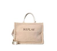 Replay Damen Tote Bag Tasche mit Teddy-Fell, Off White 0003 (Weiß), Einheitsgröße