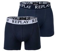 Boxershorts REPLAY "Boxershort 2er Pack", Herren, Gr. XXL, blau (dunkelblau, weiß), Obermaterial: 95% Baumwolle CO. 5% Elasthan EL., Unterhosen (59622116-XXL) dunkelblau, weiß