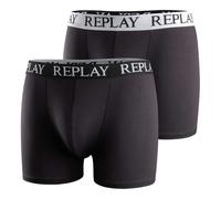 Boxershorts REPLAY "Boxershort 2er Pack", Herren, Gr. M, schwarz (schwarz, weiß), Obermaterial: 95% Baumwolle CO. 5% Elasthan EL., Unterhosen (47027801-M) schwarz, weiß