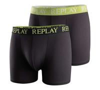REPLAY Herren Boxer Shorts, 2er Pack - Trunks, Cotton Stretch Schwarz/Hellgrün L