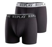 REPLAY Herren Boxer Shorts, 2er Pack - Trunks, Cotton Stretch Schwarz/Weiß M