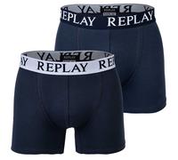 Boxershorts REPLAY "Boxershort 2er Pack", Herren, Gr. XL, blau (dunkelblau, weiß), Obermaterial: 95% Baumwolle CO. 5% Elasthan EL., Unterhosen (59622116-XL) dunkelblau, weiß