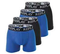 REPLAY Herren Boxer Shorts, 4er Pack - Trunks, Cotton Stretch Blau/Schwarz XL