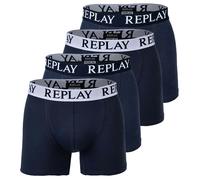 REPLAY Herren Boxer Shorts, 4er Pack - Trunks, Cotton Stretch Dunkelblau/Weiß XXL