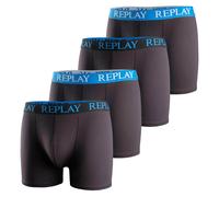 REPLAY Herren Boxer Shorts, 4er Pack - Trunks, Cotton Stretch Schwarz/Blau XXL