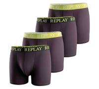 REPLAY Herren Boxer Shorts, 4er Pack - Trunks, Cotton Stretch Schwarz/Hellgrün L