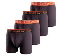 REPLAY Herren Boxer Shorts, 4er Pack - Trunks, Cotton Stretch Schwarz/Orange M
