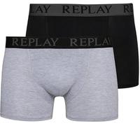 2er Pack REPLAY Cuff Logo Boxershorts Herren N088 - grey melange/black XL