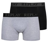 Replay Herren Boxershorts 2er Set, Schwarz/Grau, Elastische Nähte, Anatomischer Schnitt, Bequemer Bund mit Logo (DE/NL/SE/PL, Alphanumerisch, L)