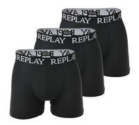 REPLAY Herren Boxershorts I101102BK - Schwarz, 3er Pack mit Logo-Bund GR. L