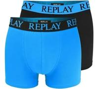 Replay Herren Boxershorts, Blau/Schwarz, 2er Pack, Baumwolle-Elasthan, Logo-Bund, I101143BB (DE/NL/SE/PL, Alphanumerisch, M)