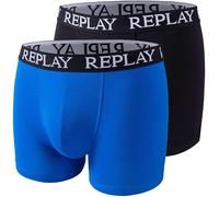 REPLAY Herren Boxer Shorts, 2er Pack - Trunks, Cotton Stretch Blau/Schwarz S