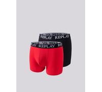 REPLAY Herren Boxershorts I101005BR - Schwarz/Rot, 2er Pack Cotton-Stretch GR. XXL